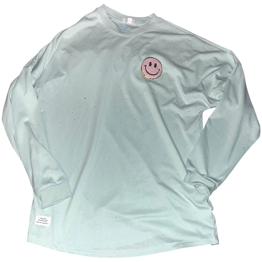 Simply Southern Sparkle Glitter "Live Happy" Jersey Shirt - Picture 2 of 4